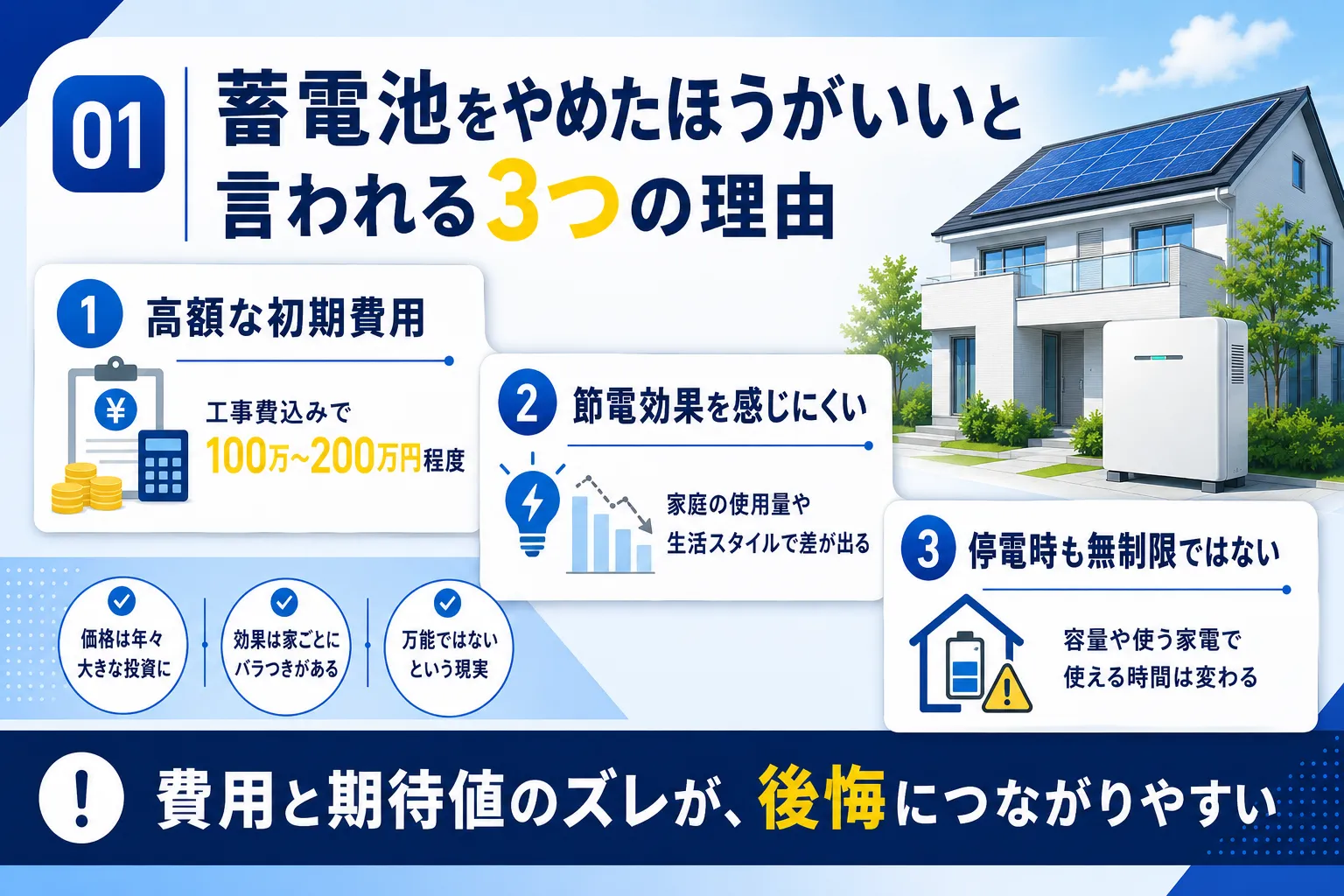 蓄電池をやめたほうがいいと言われる3つの理由