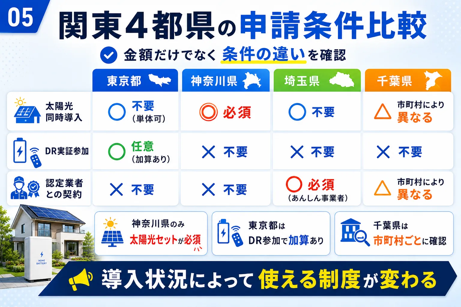 関東4都県の申請条件比較
