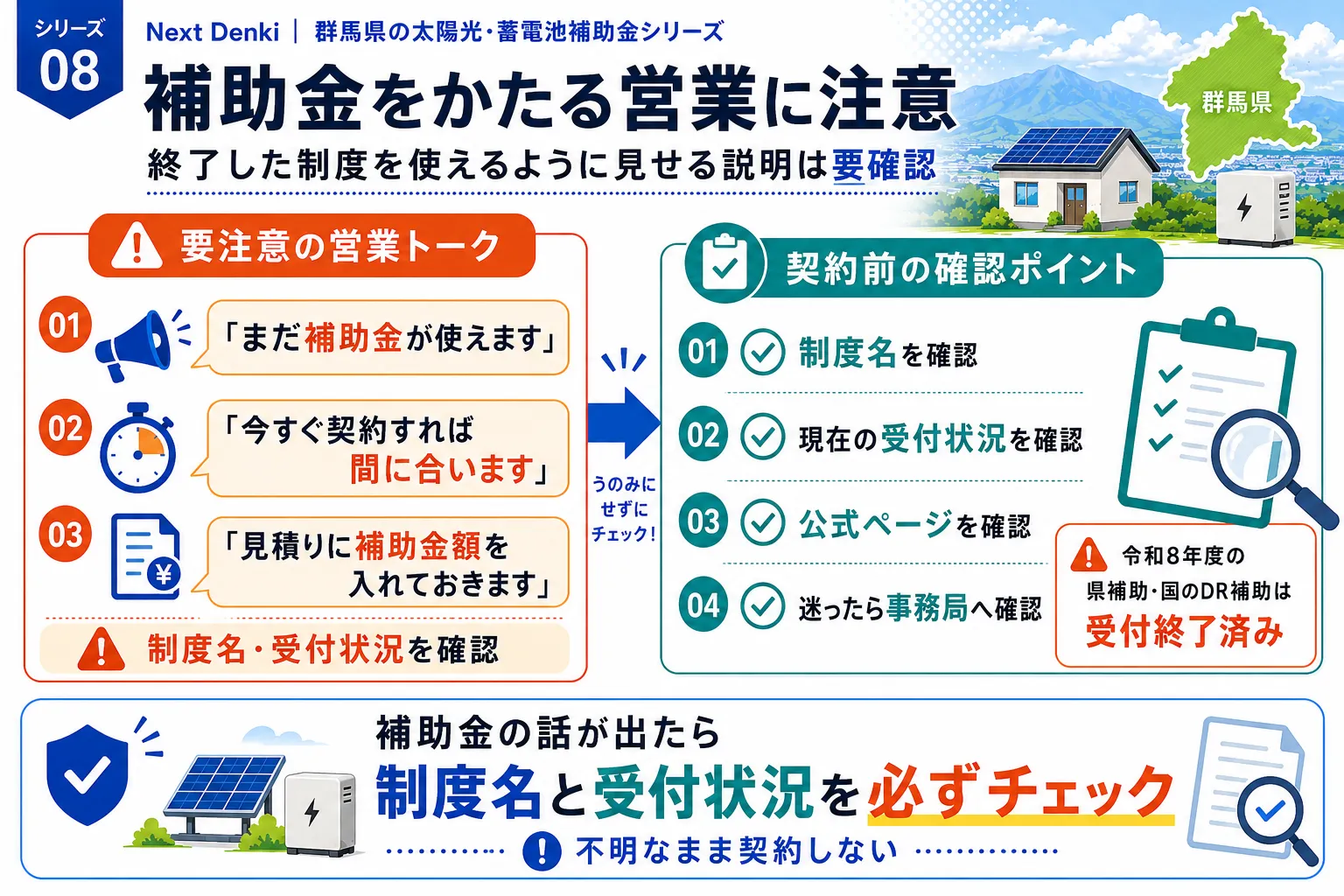 群馬県の太陽光・蓄電池補助金をかたる営業に注意