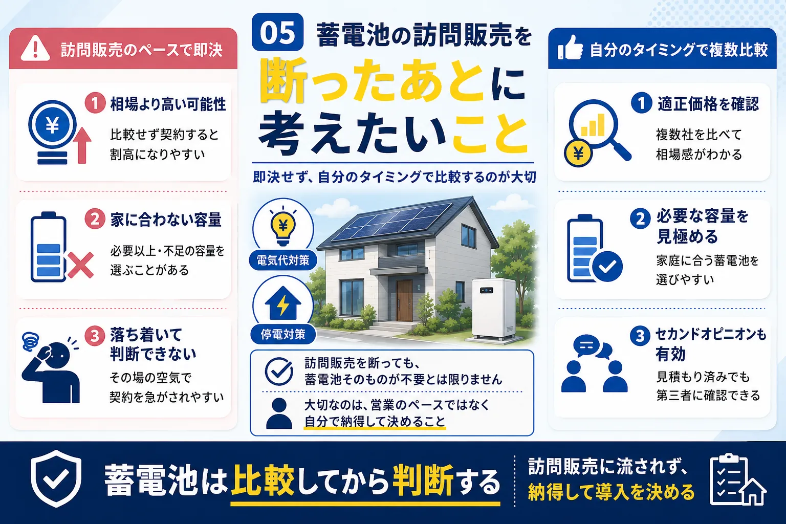 蓄電池の訪問販売を断ったあとに考えたいことの図解