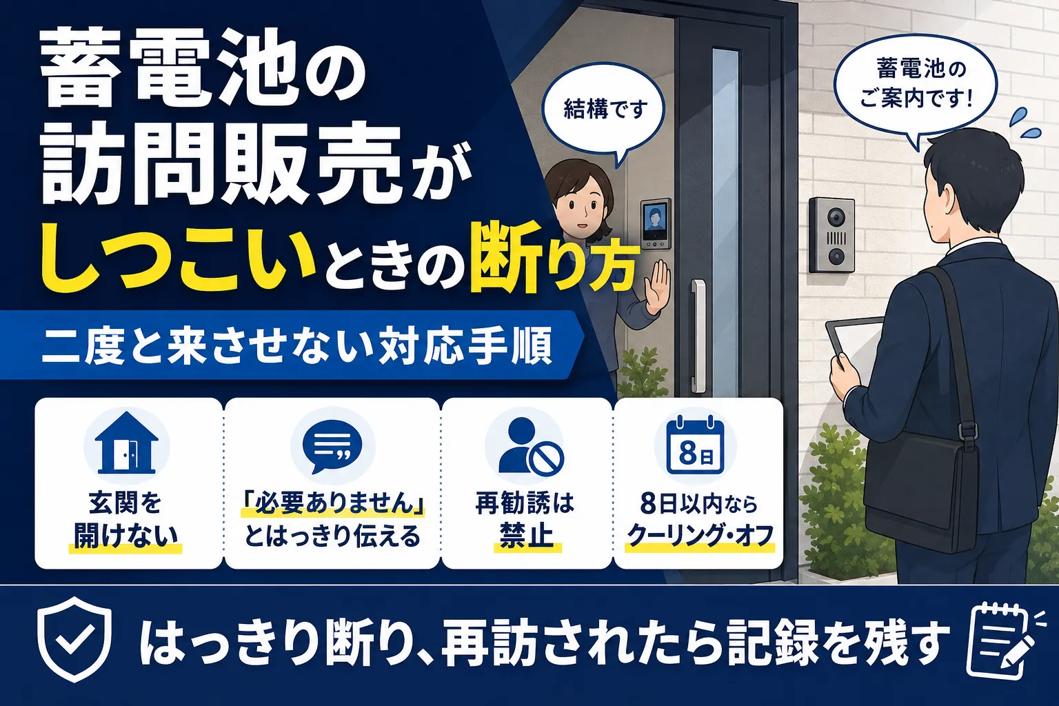 蓄電池の訪問販売がしつこいときの断り方を解説するアイキャッチ画像