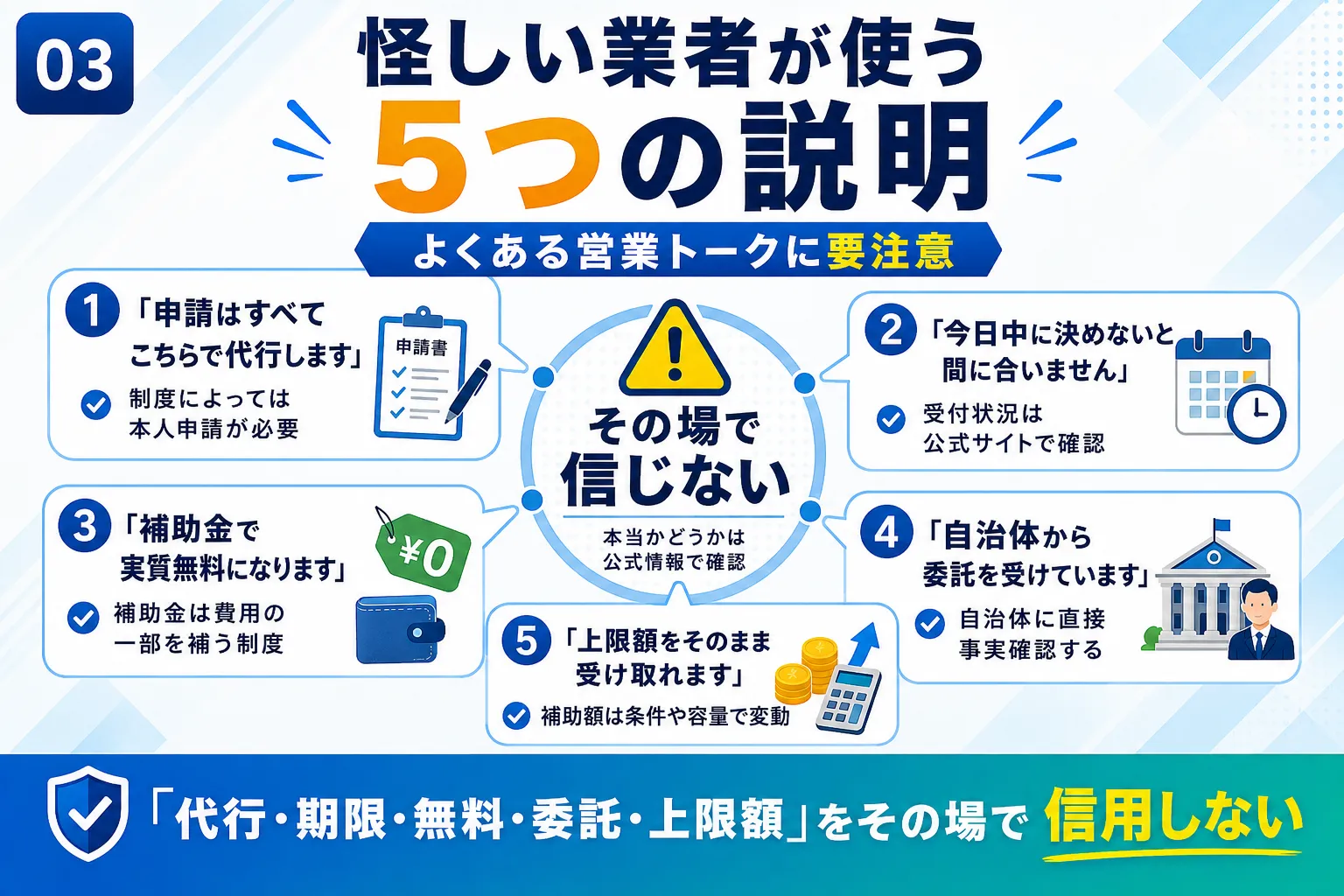 補助金営業で怪しい業者が使う5つの説明の図解