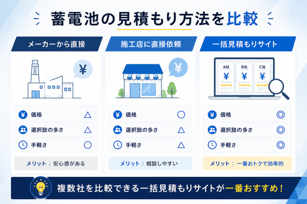 蓄電池の見積もり方法比較