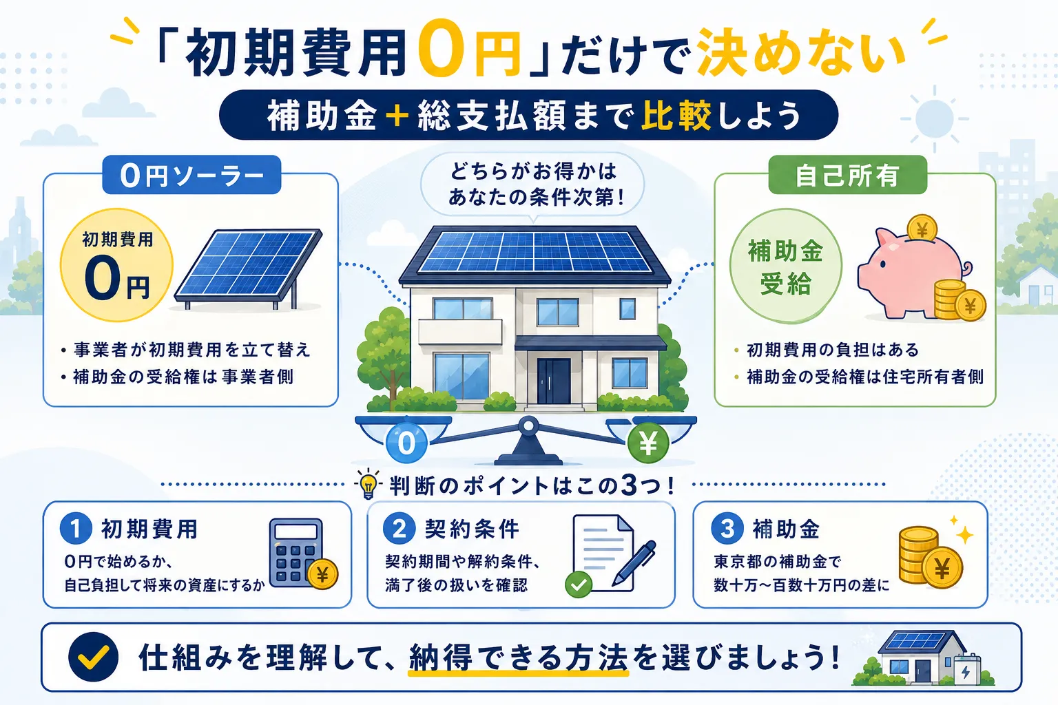 まとめ：0円ソーラーのからくりを理解してから契約を判断しよう