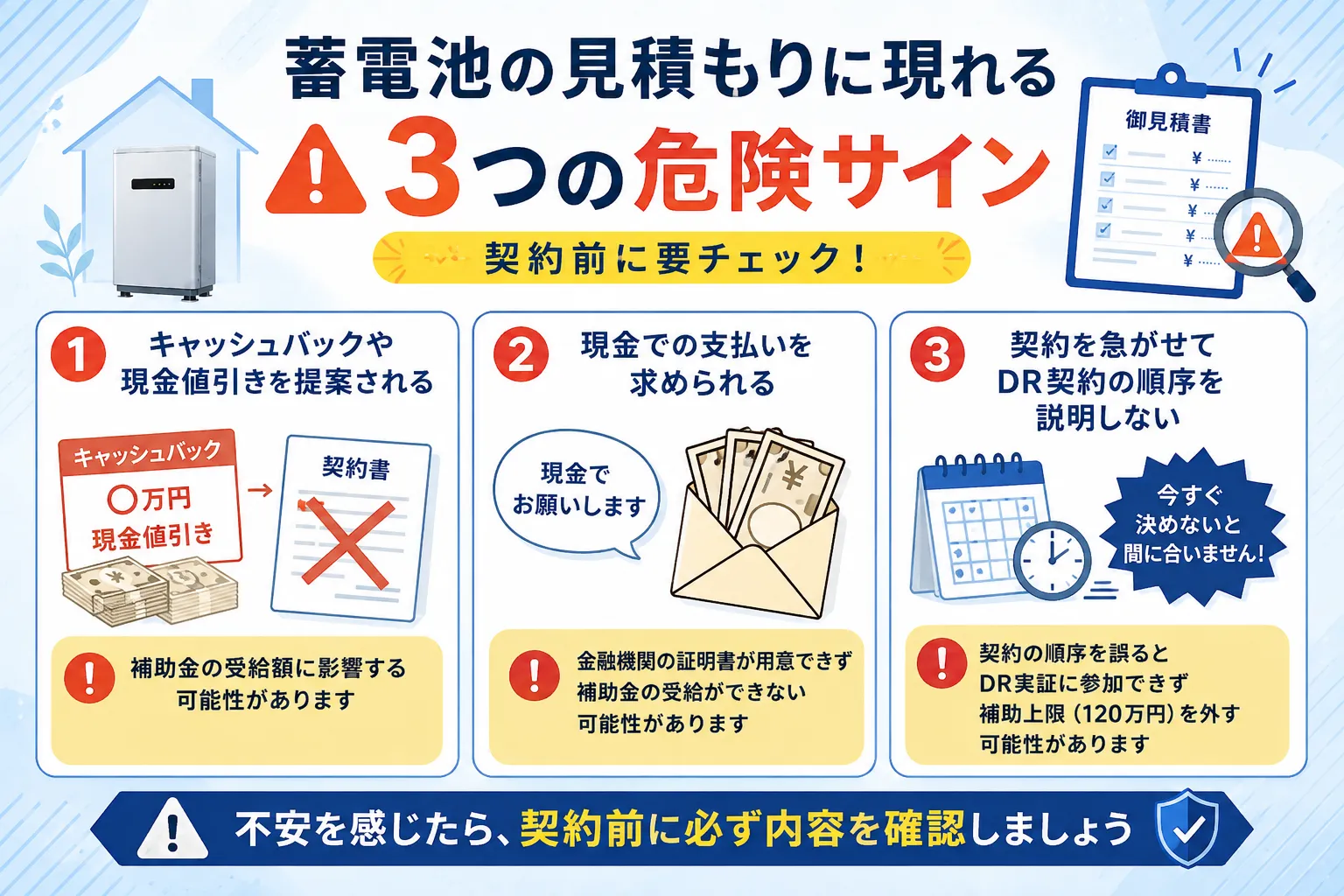 蓄電池の見積もりに現れる3つの危険サイン